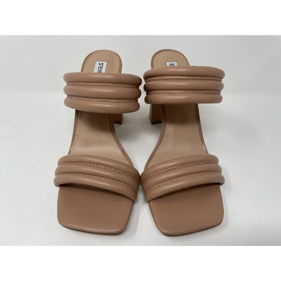 Steve Madden TAHINI Nude Heel Sandal Women's Puff Strap Square Toe Size 10M‎ - Picture 3 of 8